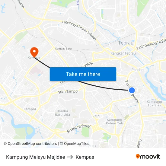Kampung Melayu Majidee to Kempas map