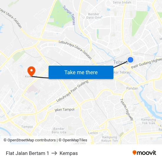 Flat Jalan Bertam 1 to Kempas map