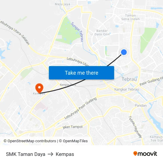 SMK Taman Daya to Kempas map
