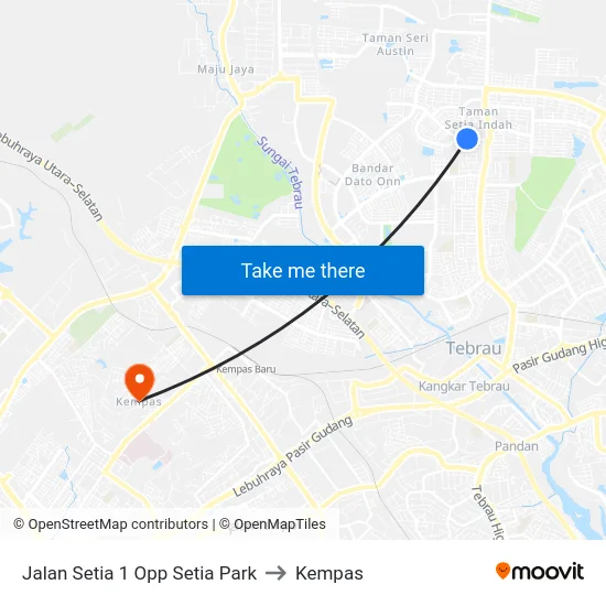 Jalan Setia 1 Opp Setia Park to Kempas map
