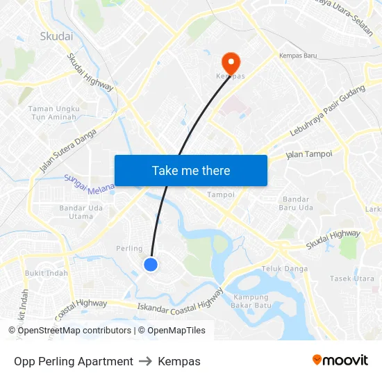 Opp Perling Apartment to Kempas map