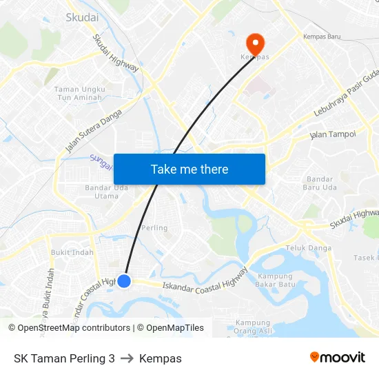 SK Taman Perling 3 to Kempas map