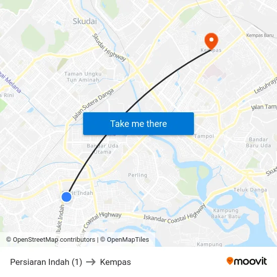 Persiaran Indah (1) to Kempas map