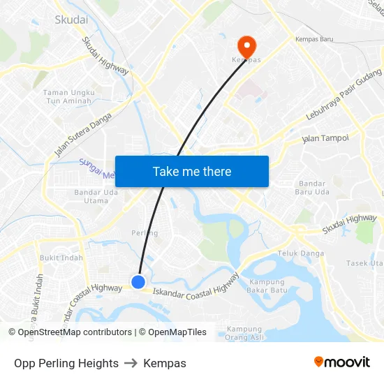 Opp Perling Heights to Kempas map