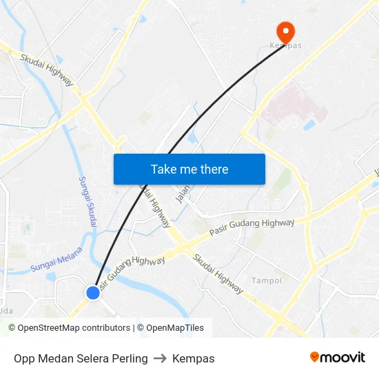 Opp Medan Selera Perling to Kempas map