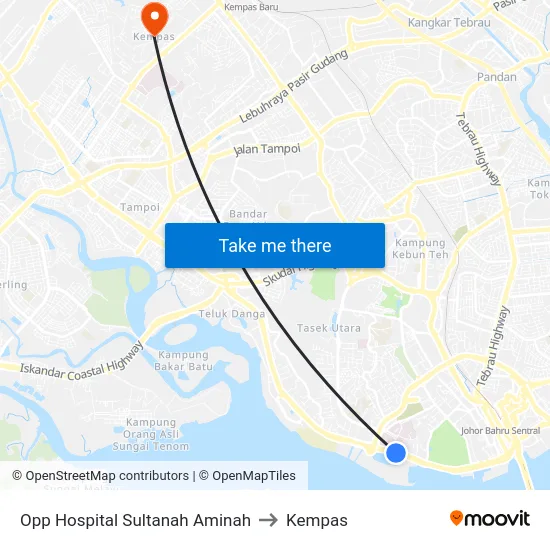 Opp Hospital Sultanah Aminah to Kempas map