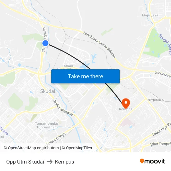 Opp Utm Skudai to Kempas map