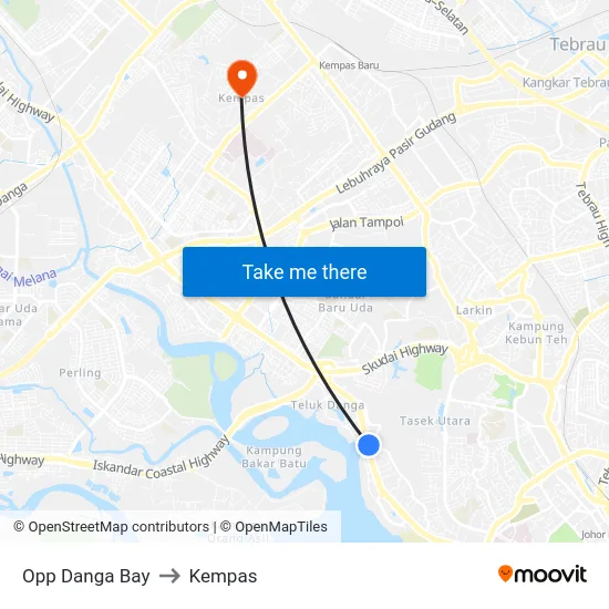 Opp Danga Bay to Kempas map