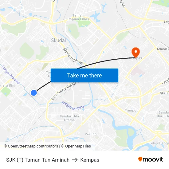SJK (T) Taman Tun Aminah to Kempas map