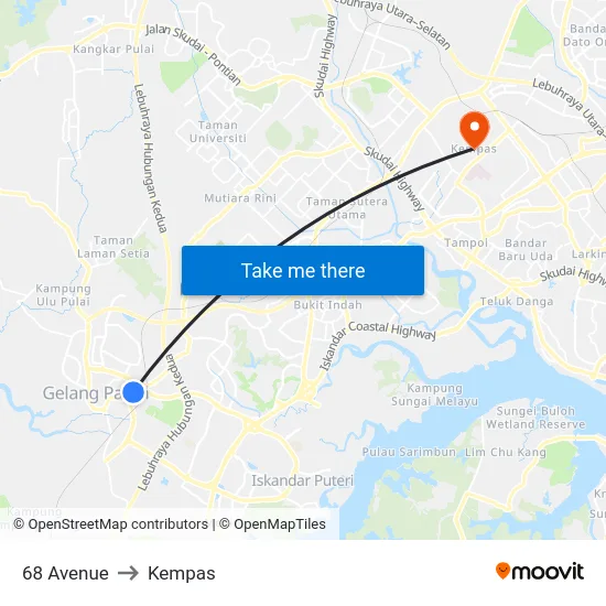 68 Avenue to Kempas map