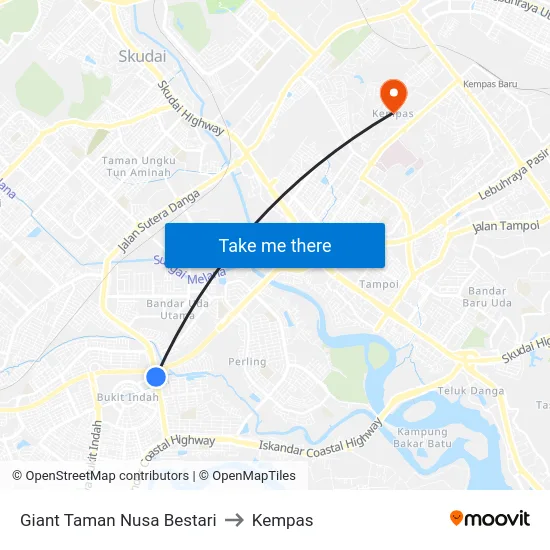 Giant Taman Nusa Bestari to Kempas map