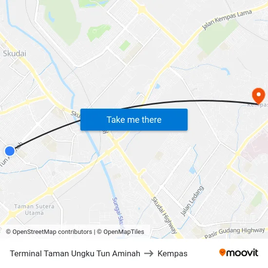 Terminal Taman Ungku Tun Aminah to Kempas map