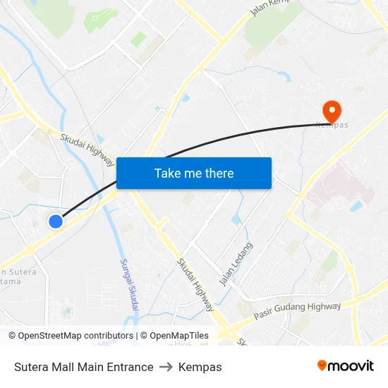 Sutera Mall Main Entrance to Kempas map