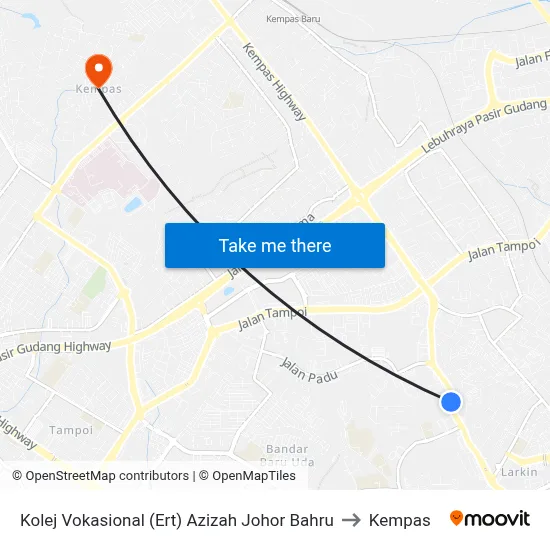 Kolej Vokasional (Ert) Azizah Johor Bahru to Kempas map