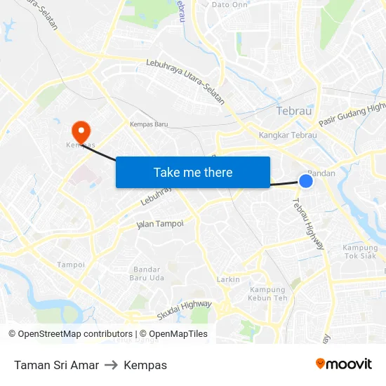 Taman Sri Amar to Kempas map