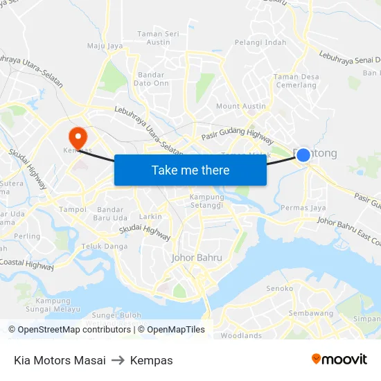 Kia Motors Masai to Kempas map