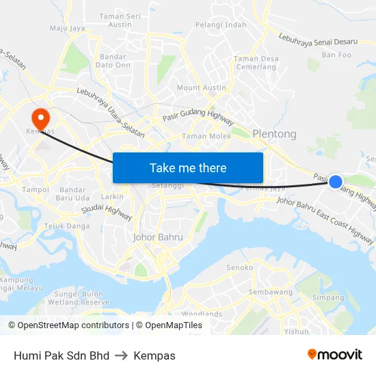 Humi Pak Sdn Bhd to Kempas map