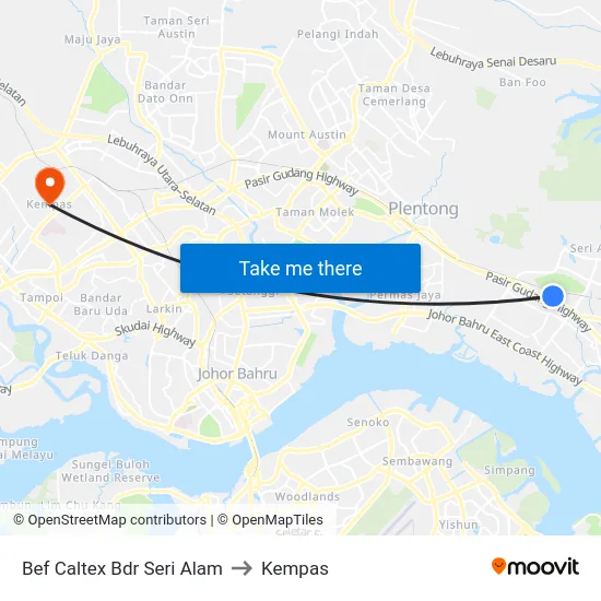 Bef Caltex Bdr Seri Alam to Kempas map