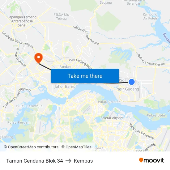 Taman Cendana Blok 34 to Kempas map