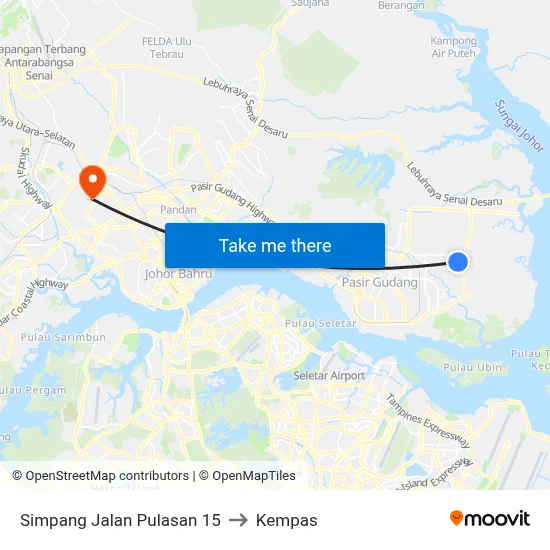 Simpang Jalan Pulasan 15 to Kempas map