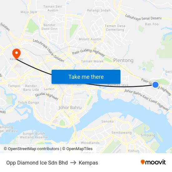 Opp Diamond Ice Sdn Bhd to Kempas map