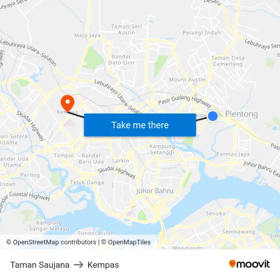 Taman Saujana to Kempas map