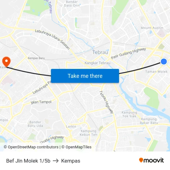 Bef Jln Molek 1/5b to Kempas map