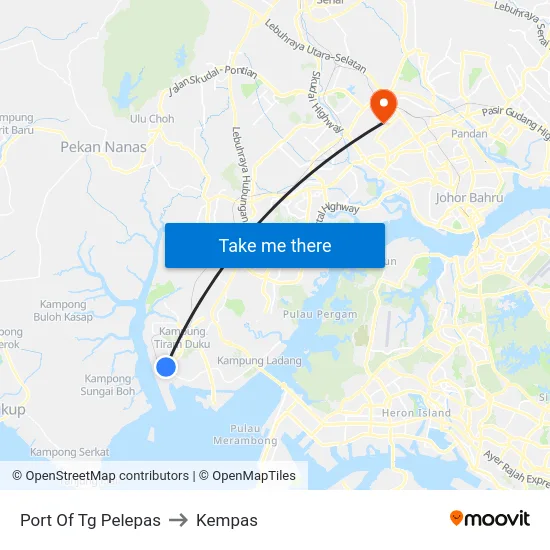 Port Of Tg Pelepas to Kempas map