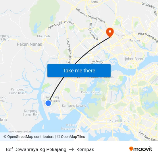 Bef Dewanraya Kg Pekajang to Kempas map