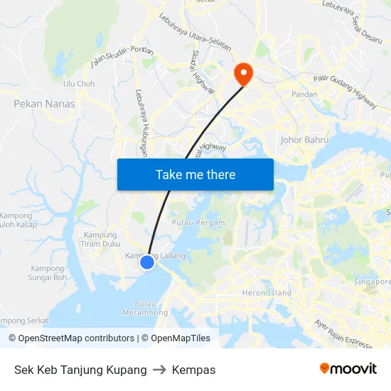 Sek Keb Tanjung Kupang to Kempas map