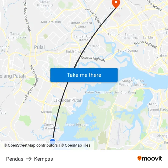 Pendas to Kempas map