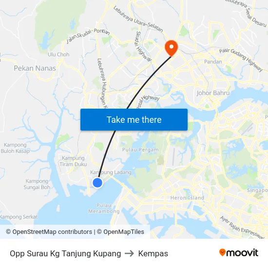 Opp Surau Kg Tanjung Kupang to Kempas map