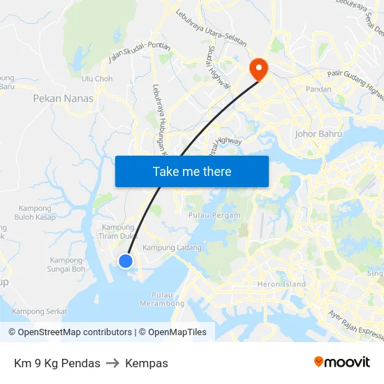 Km 9 Kg Pendas to Kempas map