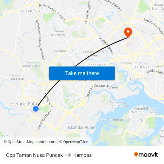 Opp Taman Nusa Puncak to Kempas map