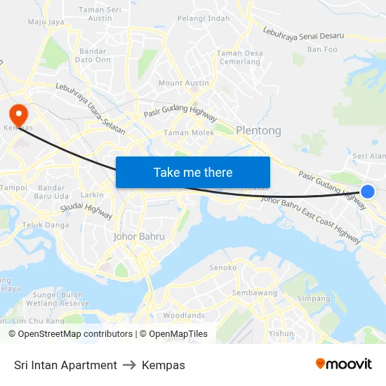 Sri Intan Apartment to Kempas map