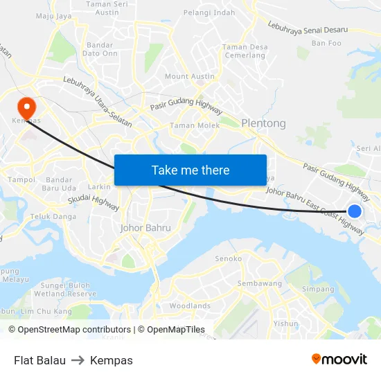 Flat Balau to Kempas map