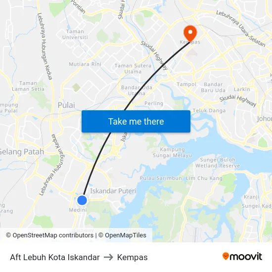 Aft Lebuh Kota Iskandar to Kempas map