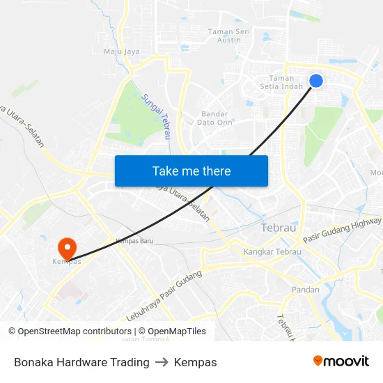 Bonaka Hardware Trading to Kempas map