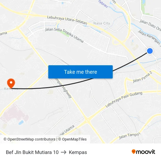 Bef Jln Bukit Mutiara 10 to Kempas map