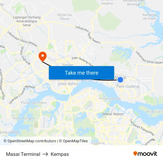 Masai Terminal to Kempas map