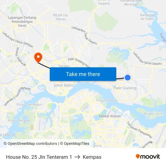 House No. 25 Jln Tenteram 1 to Kempas map