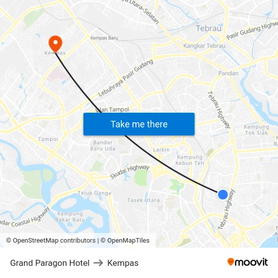 Grand Paragon Hotel to Kempas map