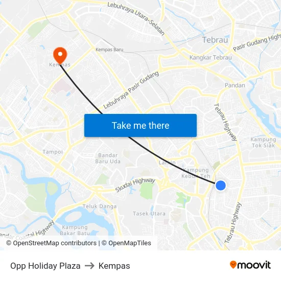 Opp Holiday Plaza to Kempas map