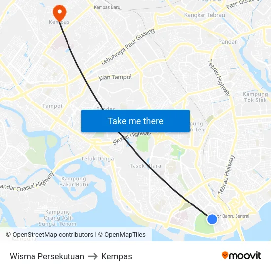 Wisma Persekutuan to Kempas map