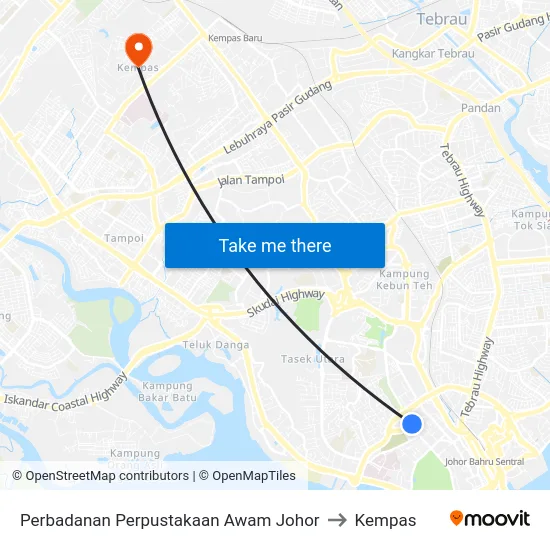 Perbadanan Perpustakaan Awam Johor to Kempas map