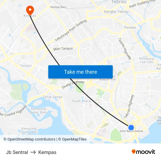 Jb Sentral to Kempas map