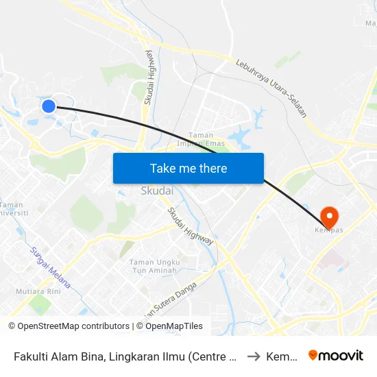 Fakulti Alam Bina, Lingkaran Ilmu (Centre Point Cp) to Kempas map