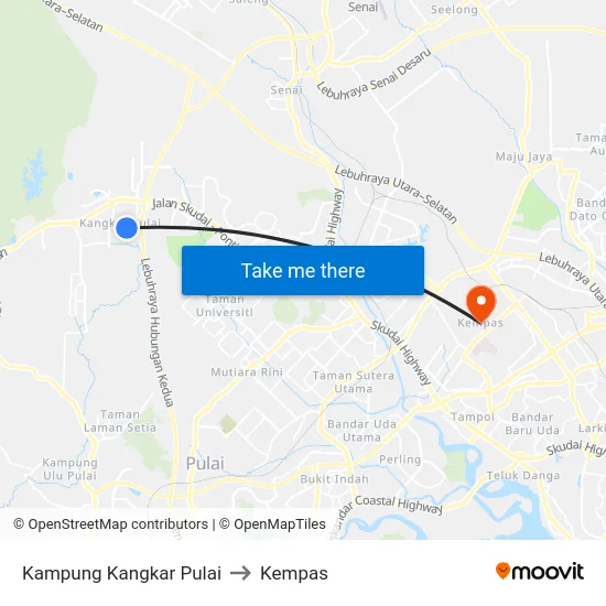 Kampung Kangkar Pulai to Kempas map