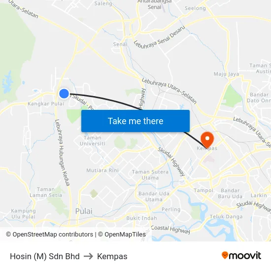 Hosin (M) Sdn Bhd to Kempas map