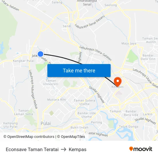 Econsave Taman Teratai to Kempas map